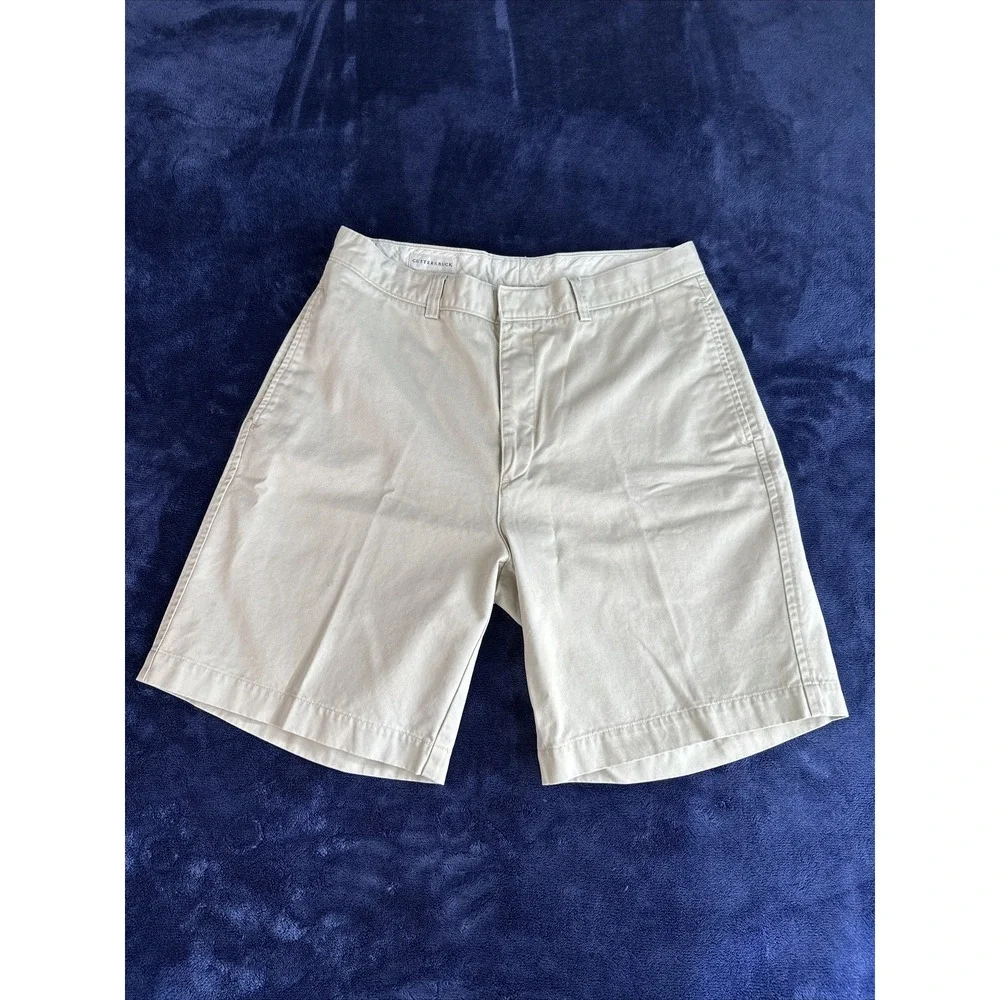Mens Cutter & Buck Flat Front‎ Khaki Shorts Size 34 Inseam 9